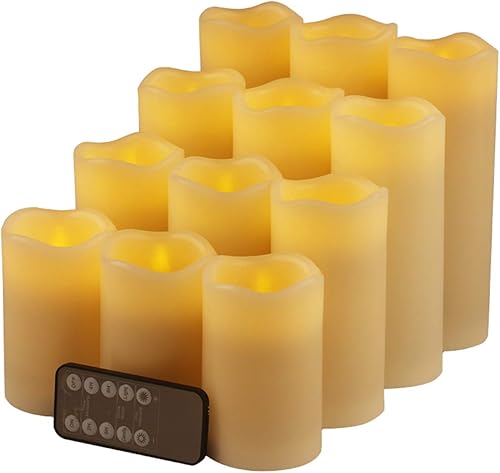 Flameless LED velas votivas color marfil con mando a distancia de 10 teclas 24 horas temporizador (H 4" 5" 6" 7" 8" 9" xD 2.5"), 0.45watts, 3.00 disponible en Yaxa Colombia