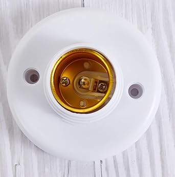White E26 Medium LED Lamp Screw Base Plastic Base LED Holder Round 78mm Metal Desktop Lamp Socket for Closets Storage Areas Attics Basements Himalayan Salt Lamp DIY Crafts Physics Screw Type 20 Pack