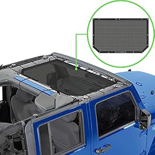 Alien Sunshade Jeep Wrangler JK & JKU (2007-2018) – Front Mesh Sun Shade for Jeep JK Unlimited - Blocks UV, Wind, Noise - Bikini Jkini Top Cover for Sport, Sport S, Sahara, Rubicon (Black)