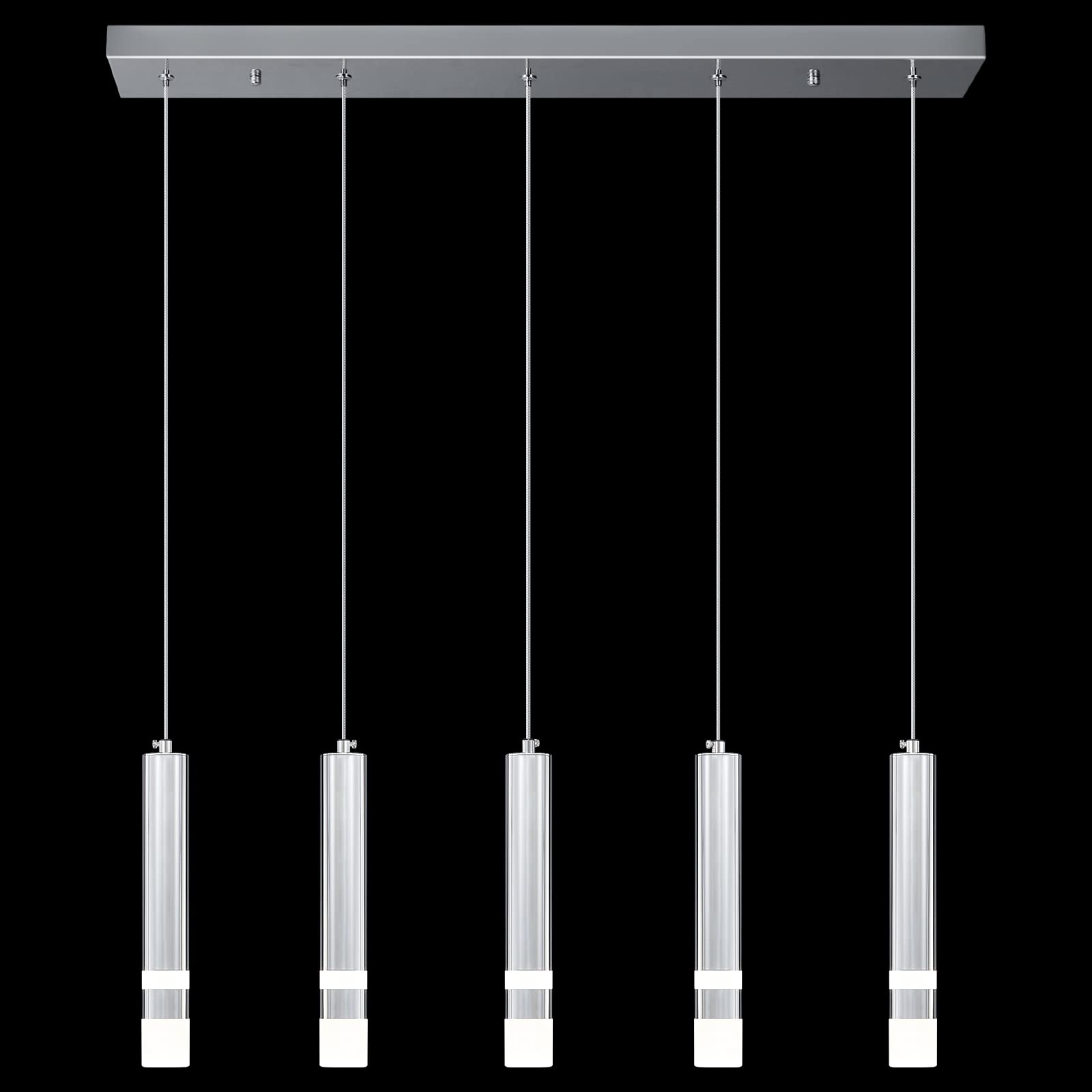 LIANGMH 5-Light Dining Room Modern Pendant Light Kitchen Fixture Dimmable LED Chrome Mini Pendant Lighting fo Kitchen Island Study Pendant Lights