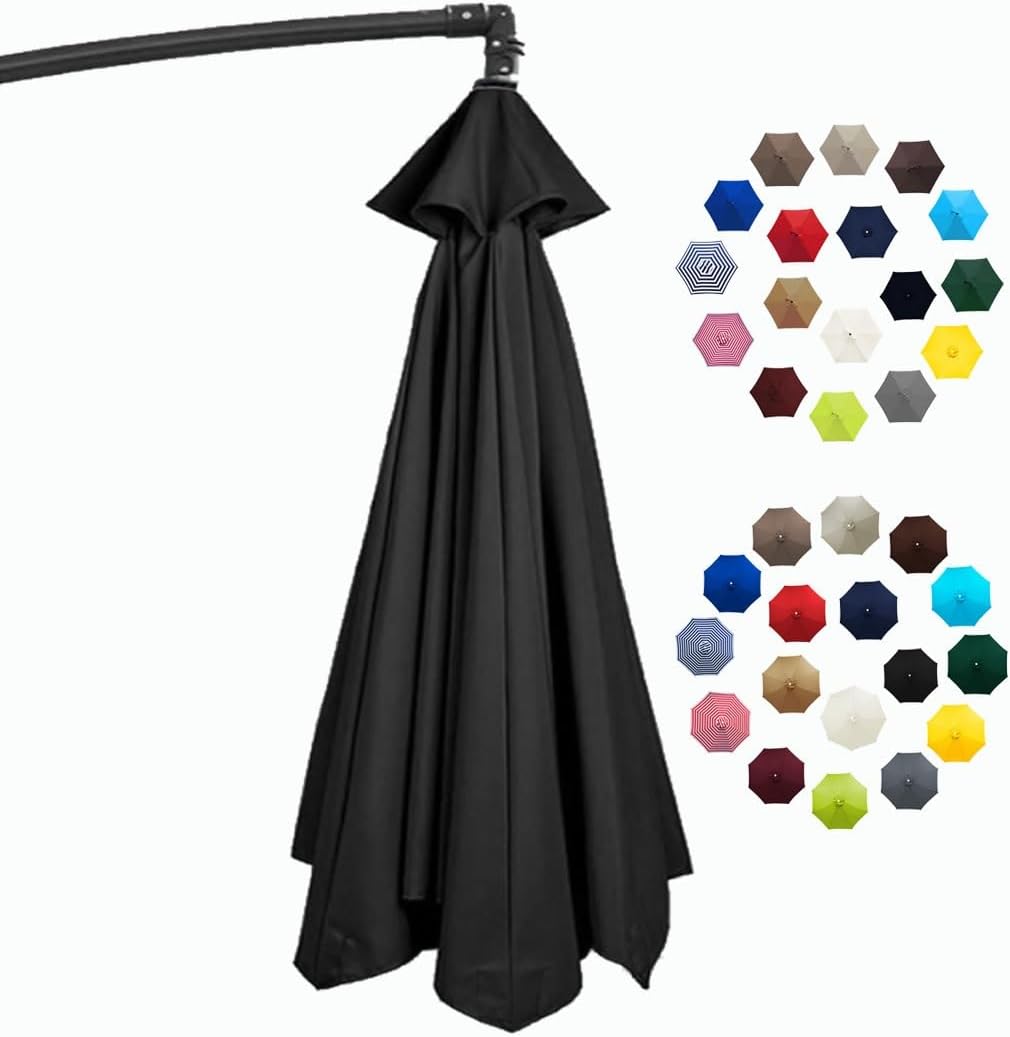 6.5ft 7.5ft 9ft 10ft Patio Umbrella Replacement Canopy for 6 Ribs 8 Ribs Polyester Replacement Top Outdoor Table Umbrella Canopy Replacement Cover (Color : Black, Size : 3.0m/10FT-8Ribs)