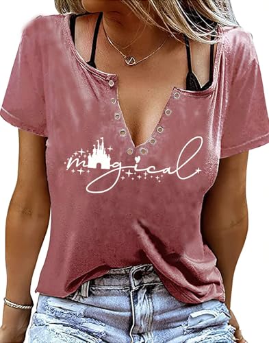 Magical Shirt for Women Magic Kingdom Tshirt Cute Castle Graphic Tees Family Vacation Shirts Short Sleeve Casual Tops
