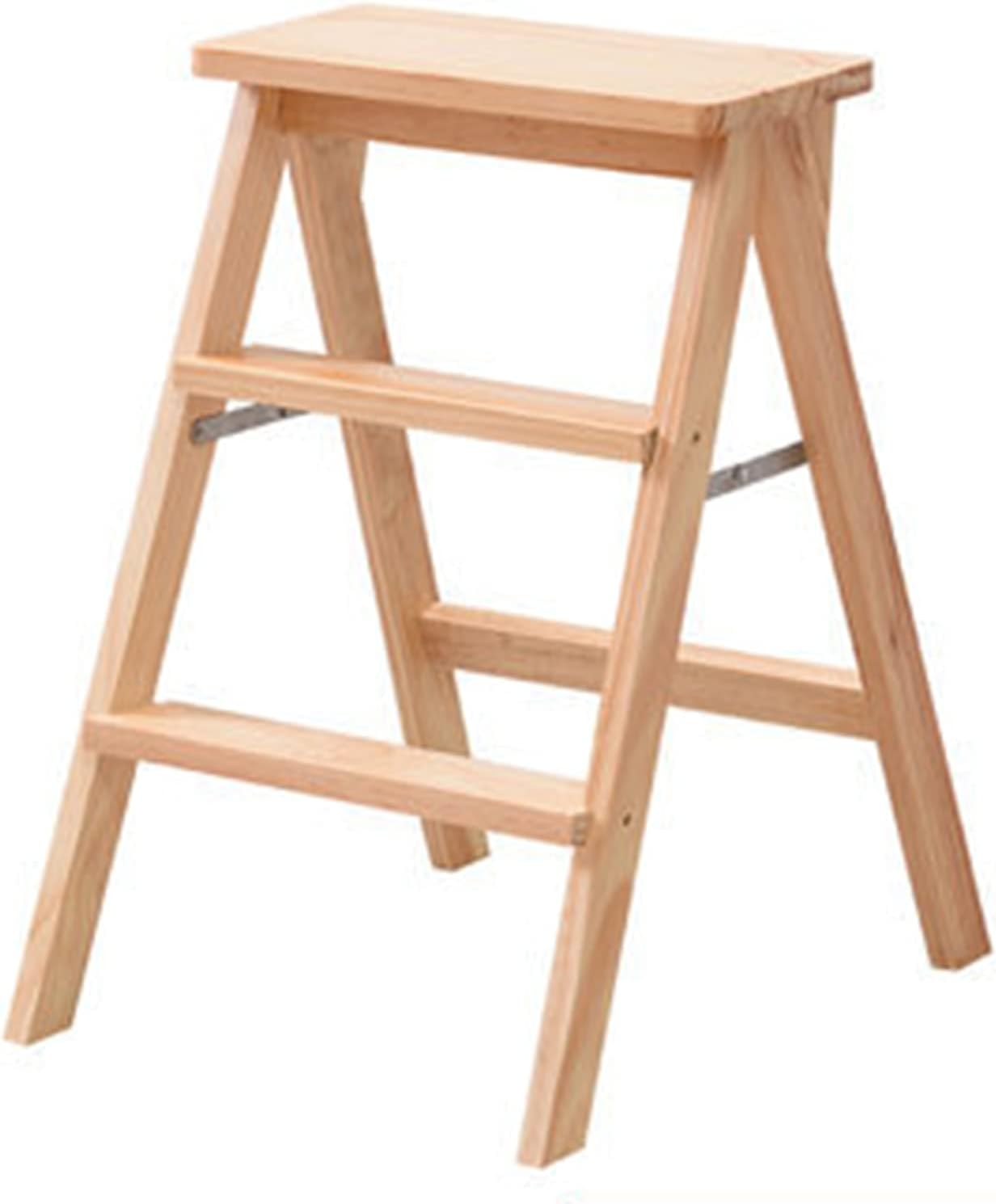 Foldable Step Stool - 3-Step Ladder Chair for Adults & Seniors Portable Wooden Footrest for Kitchen & Bedroom Lightweight & Easy to Carry