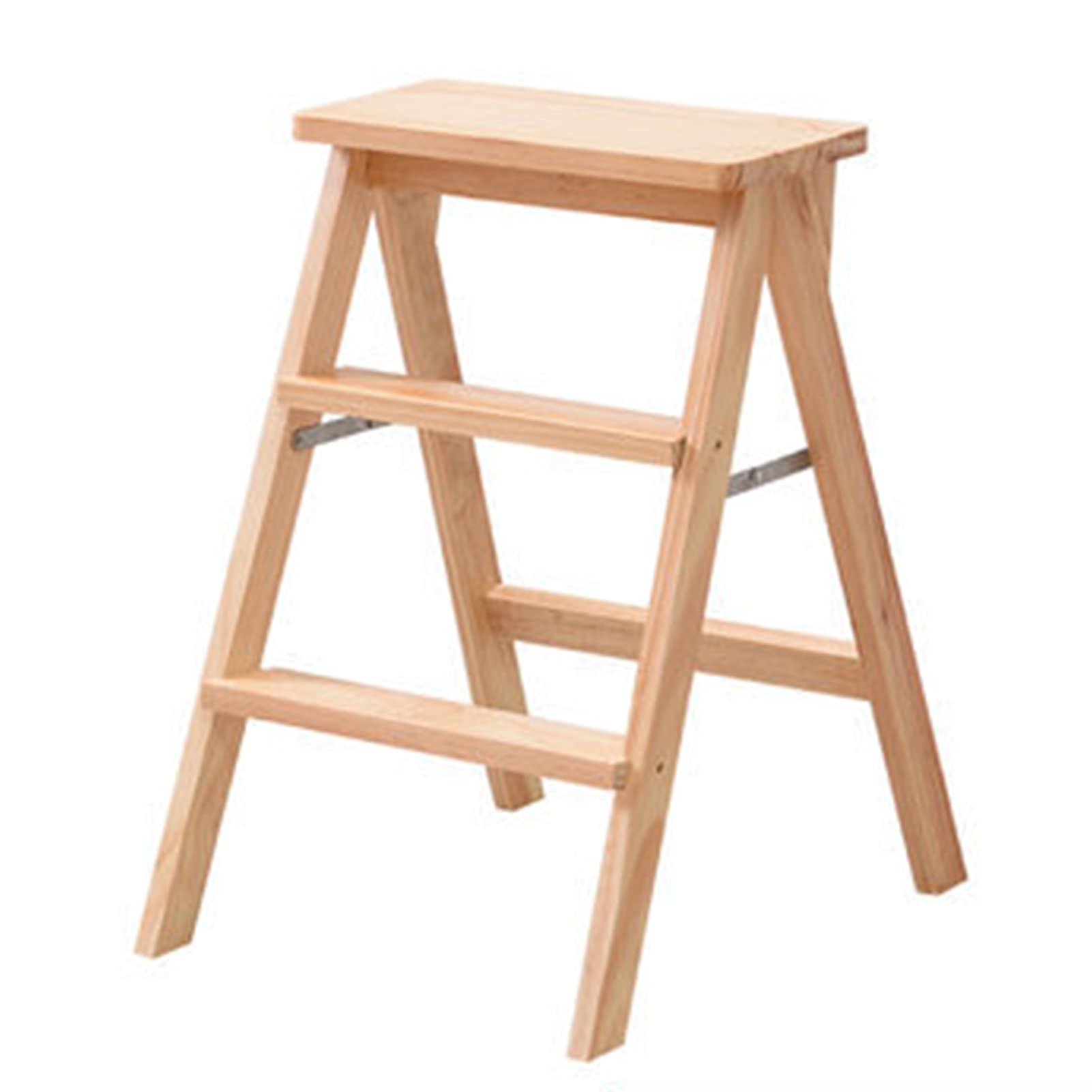 Cxvhsertwr Natural Ladders For Home, Step Stools Folding 3 Stool For Adult/Seniors(Natural)