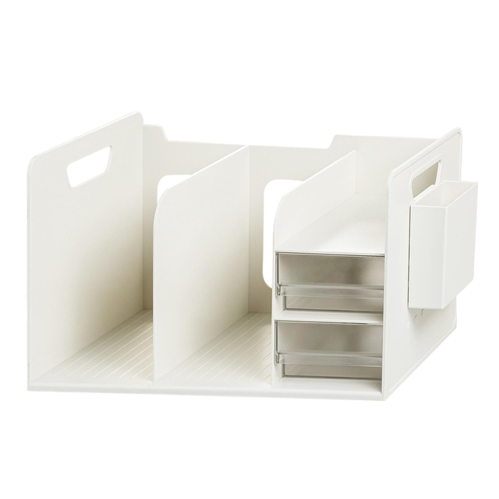 Organizer da scrivania con supporto per libri, libreria da scrivania, organizer multifunzione da scrivania con 2 cassetti, solido supporto per libri di facile accesso, per cancelleria, libri, riviste