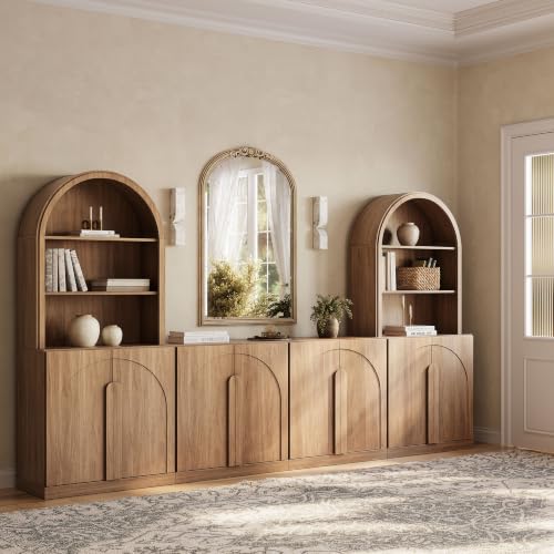 Image of BELLEZE Bijou 126 inch Wall Unit 6-Piece Modular TV Stand - Camel