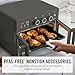 Martha Stewart French Door Air Fryer Toaster Oven Combo, 34QT Countertop Convection, 12-in-1, Bake, Broil, Roast, Fits 12” Pizza, Dehydrate, 5 Accessories, Air Fry Basket, Stainless Steel, Caviar Gray