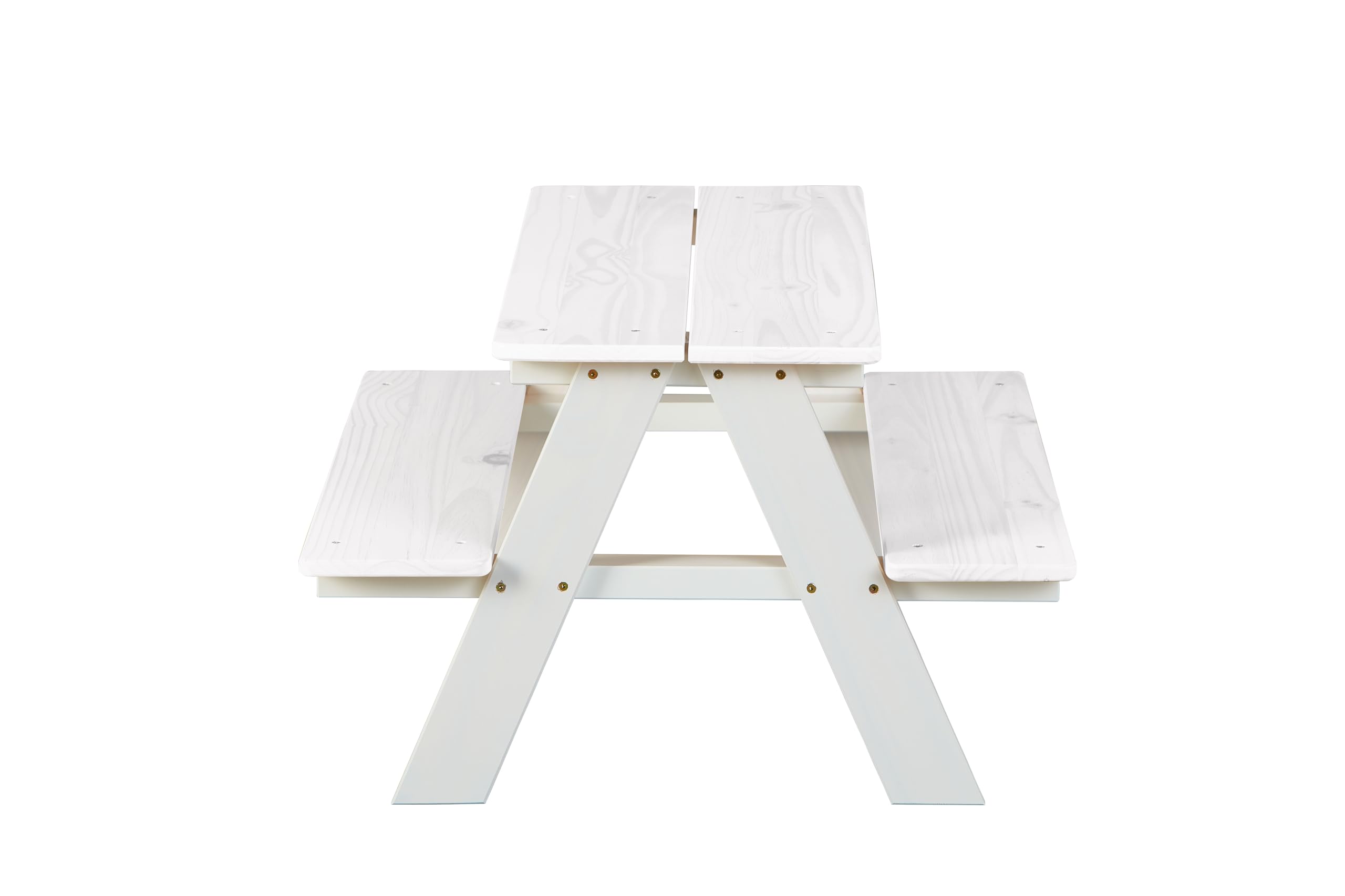 Inter Link - Salon pour Enfants - Ensemble de sièges pour Enfants - en Bois Massif - 2 bancs - 1 Table - Offre 4 Places - Blanc laqué - Henning