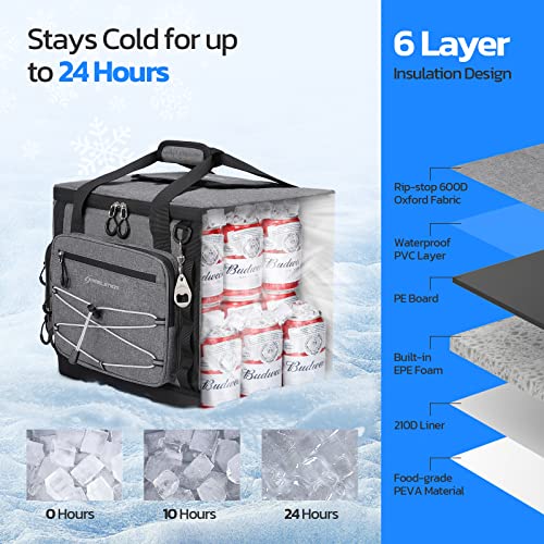 Maelstrom Soft Cooler Bag,Soft Sided Cooler,Insulated Hard-Bottom Beach Cooler,Ice Chest,Large Leakproof Camping Cooler,Portable Travel Cooler For Camping,Grocery Shopping,Gray,40 Can #TOP3