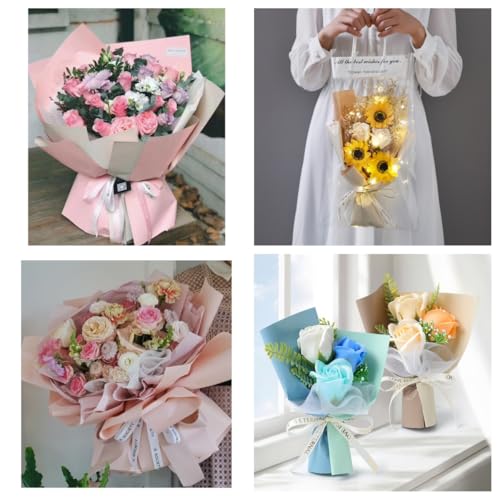 Papier cadeau bouquet de fleurs imperméable | 20 feuilles pour décoration florale - 6