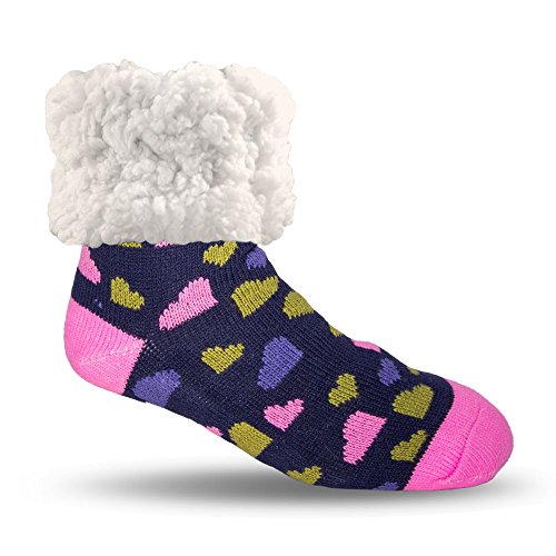 Image of Pudus Cozy Winter Slipper Socks Women & Men w Non-Slip Grippers Faux Fur Sherpa