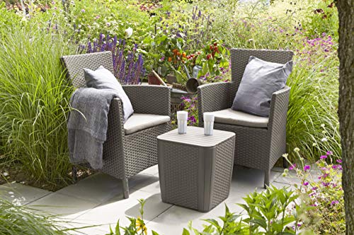 Keter Iowa Garden Furniture Balcony Set, Cappuccino with Sand Cushions,247855 - Image 5