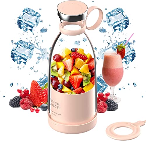 RPEIXYA Blender Portable, 350ml Fresh Juice Mixer, avec USB Et Chargement sans Fil, pour Faire Jus de Fruits Milkshake et Smoothie, pour Voyage, Bureau, Gym, Blender Smoothie, Mixeur Blender (Pink) Cover