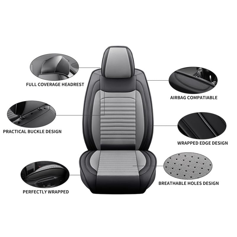 Image of Seat Covers Full Set Fit for Chevy /Chevrolet Bolt 2016-2026, BlackGray