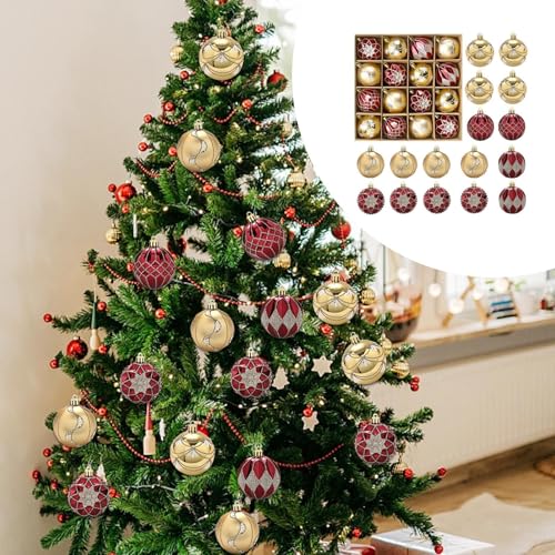 Ensemble de décorations d'arbre de Noël classique et suspensions de fête - 16 pcs - 8