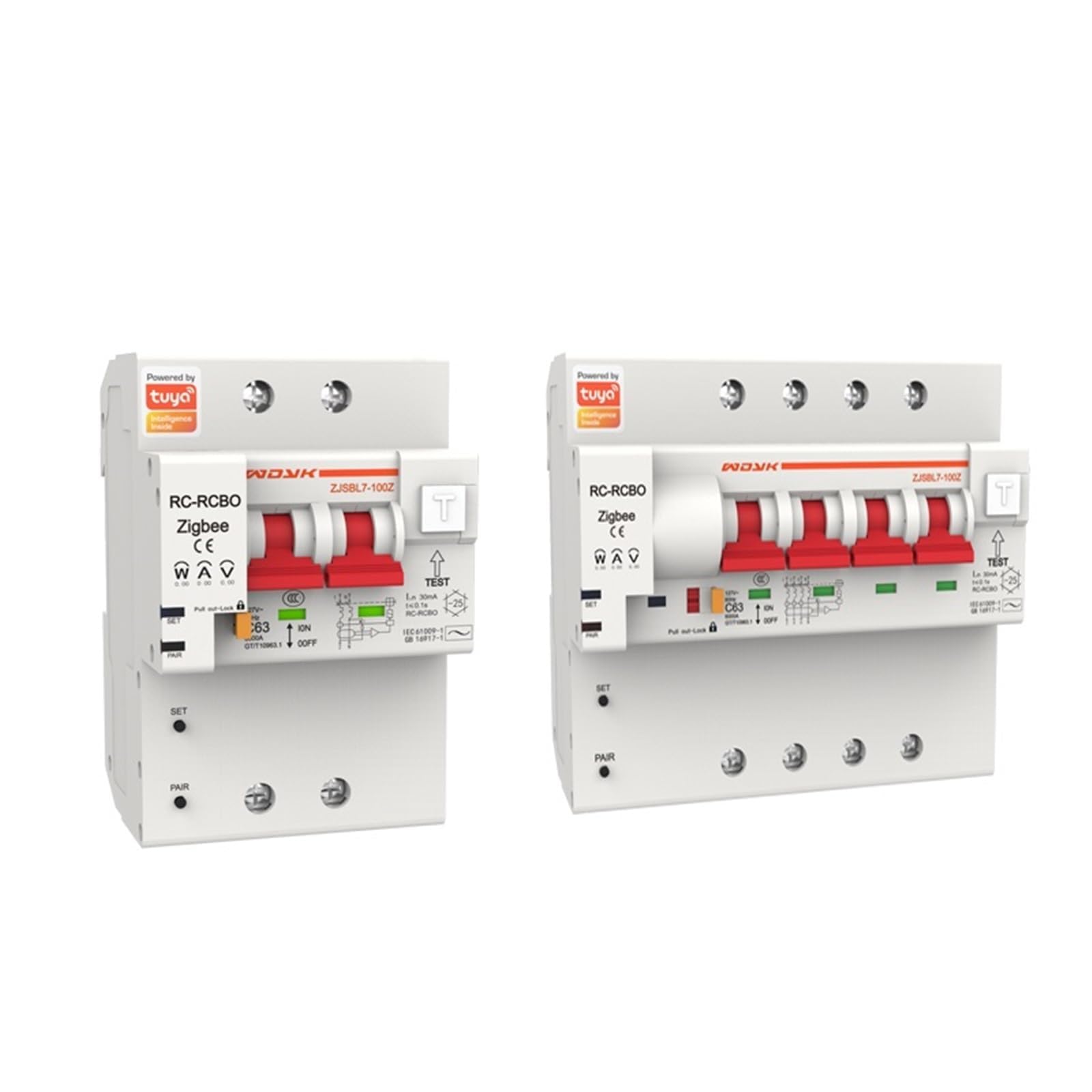 Lhnbgtuiw 4 Phase 380V 2P 4P Two Four Phase Din Rail Circuit Breaker Energy Meter Leakage Protection Kwh Wattmeter Control 220V(50A)