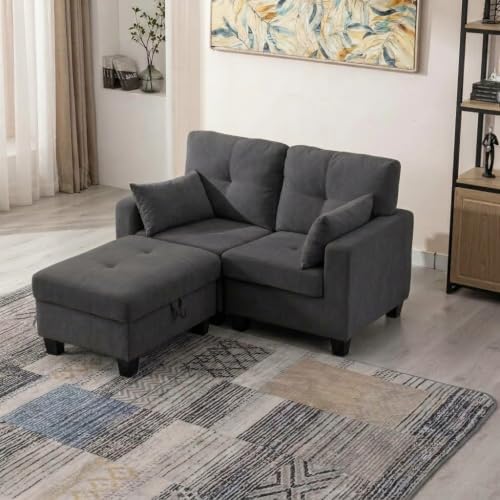 Payeel 3 Seat Modular Sectional Sofa with Storage Ottoman, L/U-Shaped Living Room Furniture Set for Small Spaces - Durable Foam & Solid Wood Frame