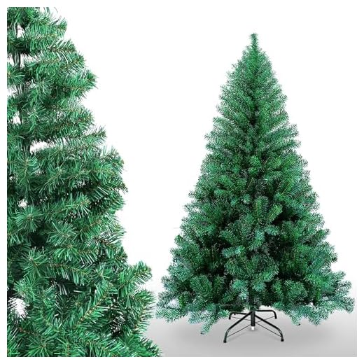 Árbol de Navidad Artificial, 120cm/150cm/180cm/210cm, de PVC difícilmente inflamable, Montaje rápido, Plegable, Incluye Soporte de Metal (210 CM, Árbol Verde)