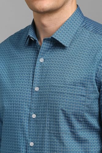 Image of Louis Philippe Men's Slim Fit Easy to Iron Everyday wear Premium Cotton Full Sleeve Checks Formal Shirt