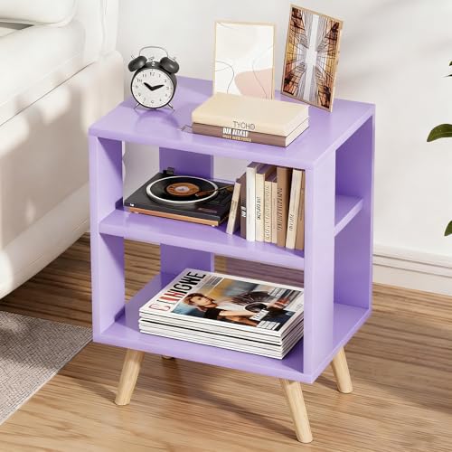 Aenuert Night Stand Purple Nightstand Modern End Table with Open Storage 2-Tier Wooden Bedside Table for Small Space Living Room Bedroom