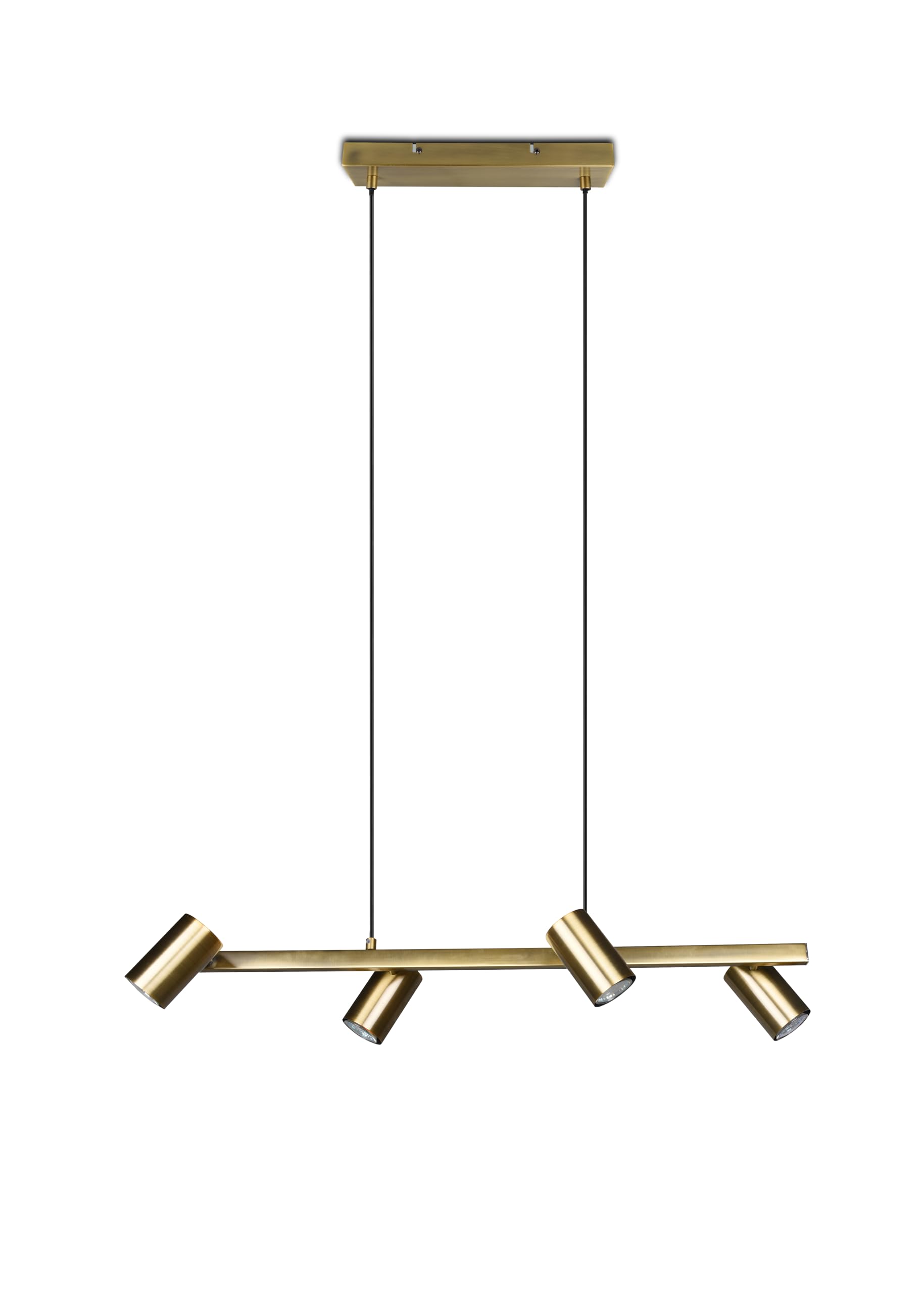 lightling modern Pendellampe Julie, 4-flammige Pendelleuchte altmessing Metall, Esszimmer Küche Wohnzimmer, 4 x GU10 max. 35W, höhenverstellbar max. 150 cm, Breite 80 cm