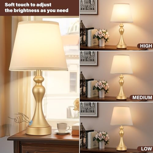 Aooshine Dimmable Bedside Lamps Set of 2, Bedside Lamps with USB A+C Ports - Image 3