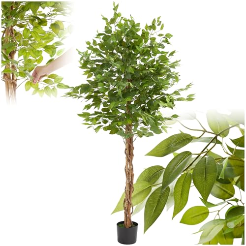 TecTake® Ficus Artificial, Planta Artificial Grande y Realista, Plantas Artificiales Grandes, Decoración Hogar y Oficina, Arbol Artificial con Hojas Detalladas, Decoración Salon - 180 cm de Alto