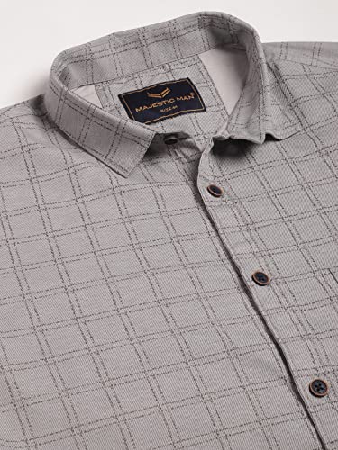 Image of Majestic Man Cotton Checkered Slim Fit Casual Shirt For Men