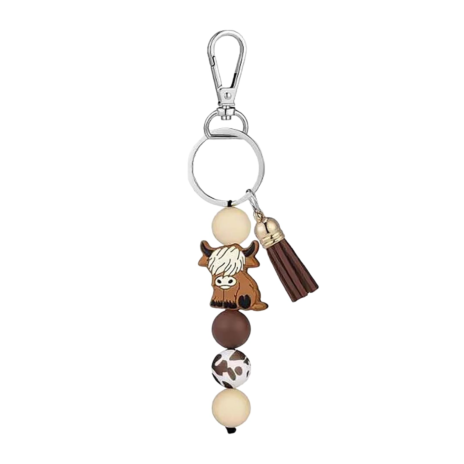 Fkizanthene Women's As Shown In The Figure Highland Cow Keyring, Silicone Beads Keychain For Men Gifts Car Accessories