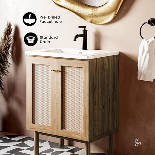Image of Classe 24 inch Bathroom Vanity in Oak Bath Sink Cabinet Sink Included