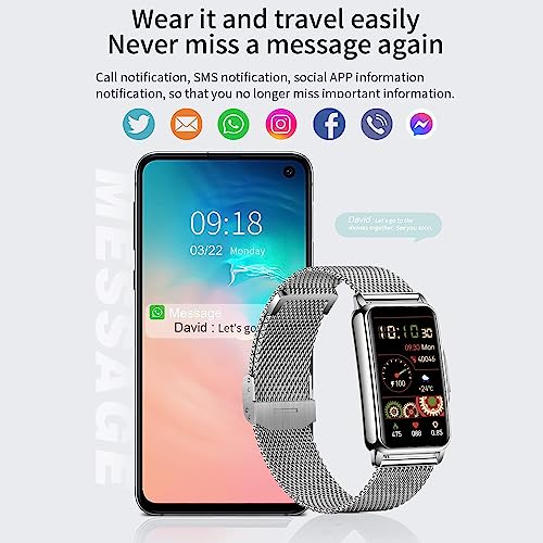 Smartwatch Damen 1,47 Zoll Armbanduhr mit IP68 Wasserdicht Fitness tracker Sportuhr mit Zwei Wochen Standby SpO2 124 Trainingsmodi Herzfrequenzmessung Schlafmonitor, Musikkontrolle Android iOS