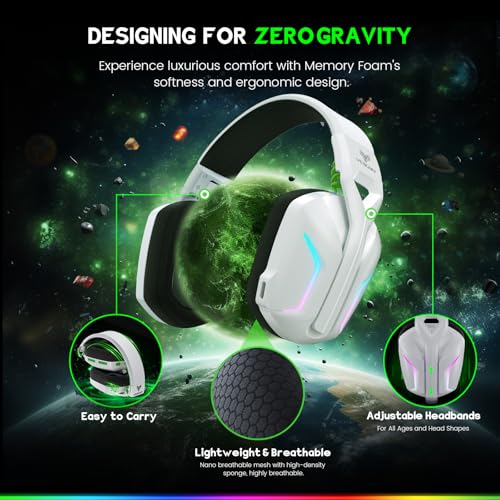 Image of WESEARY Wireless Gaming Headset for Xbox Series X|S, 2.4GHz Ultra-Low Latency Headset with Noise Cancelling Mic for PC, PS5, PS4, Switch, Mac, 3D Surround Sound, Bluetooth 5.4, 50H Battery