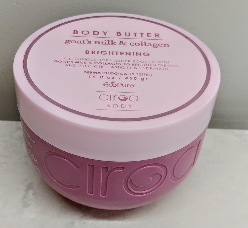 Ciroa, BODY BUTTER, Goat's Milk & Collagen, Dermatologically Tested, 15.8 oz (450gr) Pack of One