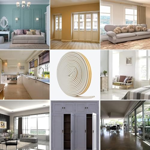 10M Türdichtung Dichtungsband Selbstklebendes für Türen Fenster, Fensterdichtung Anti-Kollision Dichtungsstreifen Gummi Schaum Siegel Streifen Schalldämmung Weiß