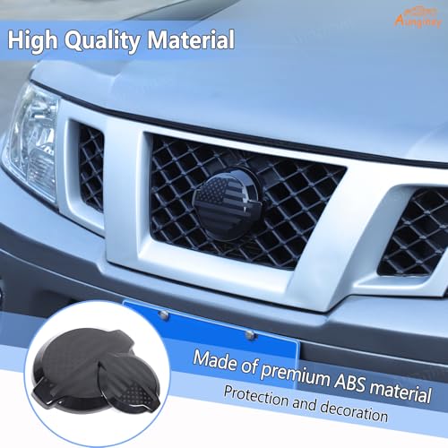 Image of Aunginsy Front Rear Tailgate Emblem Trim Cover Compatible with Nissan Frontier 2009-2017 Car Rear Trunk Emblem Badge Logo Cover Front Hood Grille Circle Ring Center Logo Decorative Cover Accessories