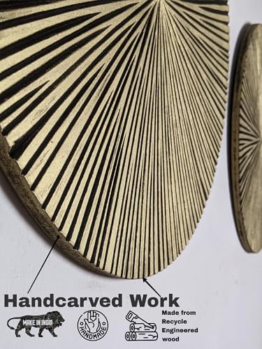 Image of DE KRAFTSMAN wall panels /wall panels for living room /MANDORAA GOLDIE finsiheo carved wall decoration items for living room,bedroom,hall (18,16 inch set of 2)
