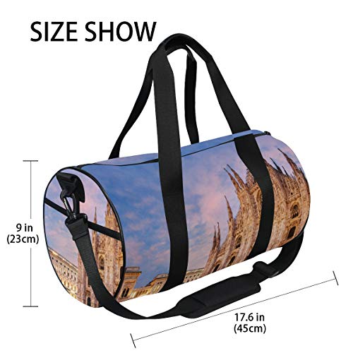 Gym Bags Sturdy Unusual Beautiful Milan Cathedral Travel Duffel Bags Lightweight Handbag Organizer For Adult Sportman Crossbody Bags Fitness Gift College Rucksack