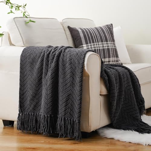 Image of BATTILO HOME Dark Grey Throw Blanket for Couch, 60 inchx80 inch