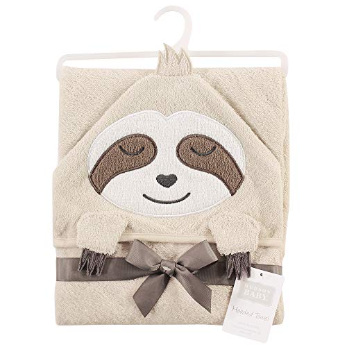 Image of Hudson Baby Unisex Baby Cotton Animal Face Hooded Towel, Sloth, One Size