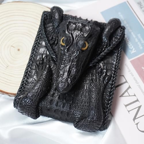 Black Crocodile Alligator Genuine Leather Skin Men Bifold Wallet2