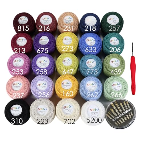 Image of golo 24 Skeins Crochet Thread Size 30 Embroidery Thread 10gX24 Crochet Yarn for Hand Knitting 30-24-1