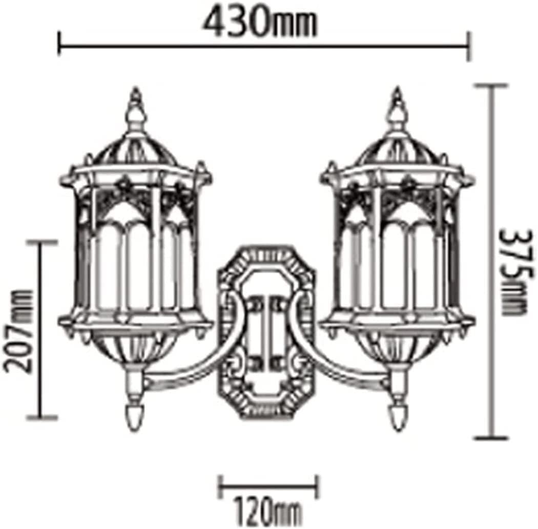 Wejścia Lampa Zewnętrzna Podwójna Głowica Kinkiet Zewnętrzny Aluminiowy Europejski Styl Wodoodporny Szklany Taras Lampa Ogrodowa Oświetlenie Ogrodu(Bronze)