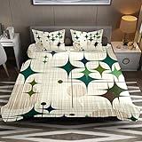 NO 3 Piece Bedding Sets Mid Century Modern Starbursts and Globes Duvet Cover Set Queen Size 90'' x...