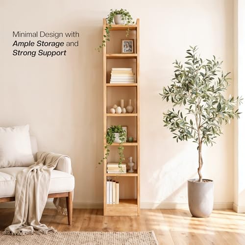 Image of Green Soul Alba 7 Shelves Engineered Wood Book Shelf | Multipurpose Wooden Bookshelf for Home, Bedroom, Living Room, Study Room, Kids Room | Organizer | Storage | 3 Year Warranty (Oak)