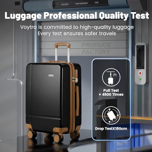 Image of 2 Piece Lightweight Luggage Set, 14 inch 20 inch Carry on & Checked Suitcase with TSA Lock, Durable Hardshell & Silent 360 Wheels for Business Travel, Airline Approved Professional Black