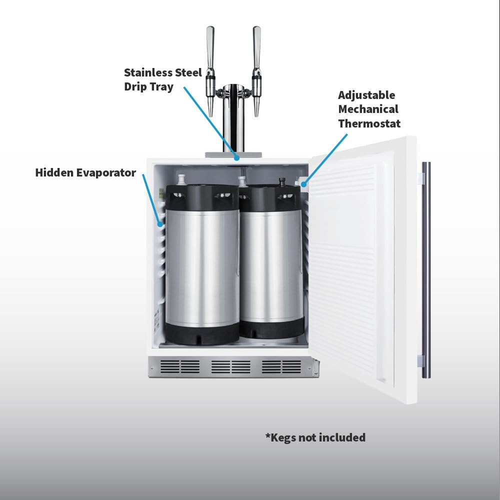 Summit 24" Nitro Cold Brew Kegerator, Dual Stout Style Tap Kit, ADA Compliant, Stainless Steel- Sbc58blbiadancftwin on Fridge.com - View 4