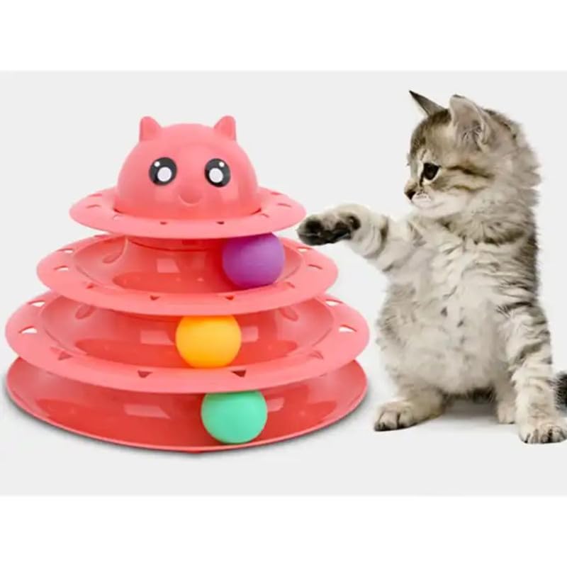 PSK PET MART Track cat Turntable Plastic Funny pet Playing Scratch Tunnel Balls cat Turntable Toy Luxury New 3-Layer Round trackball Cute Fun Cat Rolling Ball Toys (B0CS2VY1RW) Amazon Price History, Amazon Price Tracker