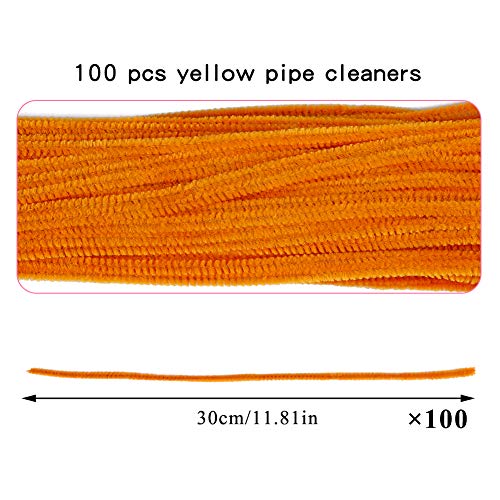 Image of 100 PCS Pipe Cleaners Craft, Orange Pipe Cleaners Bulk, Chenille Stem | Orange Fuzzy Sticks Pipe Cleaners for Crafts Festival Home Decorations