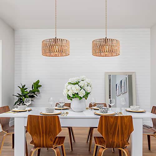 Hchunqjor Coastal Woven Pendant Light Fixture One-Light Adjustable Rustic Industrial Hemp Rope Pendant Lighting for Kitchen Island Sink Farmhouse Dining Room, Black - Image 7