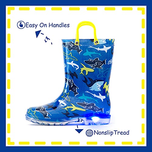 Image of Outee Toddler Kids Adorable Lightwight Waterproof Rain Boots Light Up by Steps